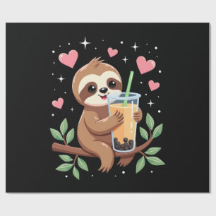 Süßer Faultier-Boba-Blasen-Milchtee Kawaii Frauen Geschenkpapier