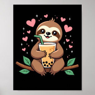 Süßer Faultier-Boba-Blasen-Milchtee Kawaii Frauen  Poster