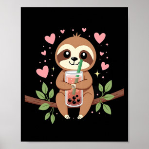 Süßer Faultier-Boba-Blasen-Milchtee Kawaii Frauen  Poster