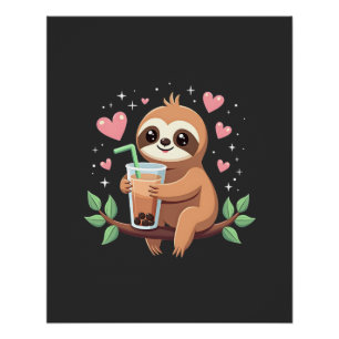 Süßer Faultier-Boba-Milchtee Kawaii Frauen Mädchen Poster