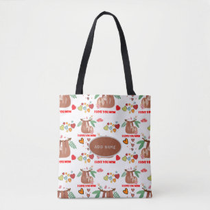 Süßer Faultier Braun Muster Ich Liebe Dich Mama He Tasche