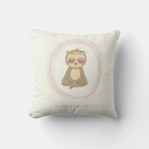 Süßer Faultier Rosa Zen Yoga Lotus Kunst Personali Kissen