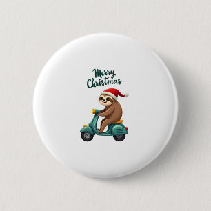 Süßer Faultier Santa Tee Xmas Weihnachten Faultier Button
