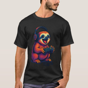 Süßer Faultier-Videospiel-Controller Lustiger Game T-Shirt