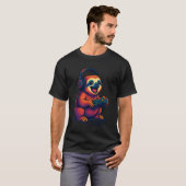 Süßer Faultier-Videospiel-Controller Lustiger Game T-Shirt (Vorne ganz)