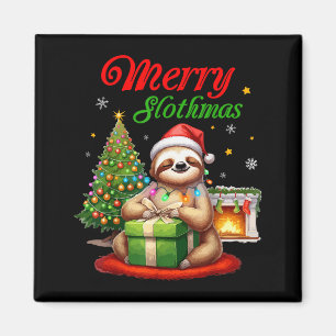 Süßer Faultier Weihnachtsmann Frohe Weihnachten Fa Magnet