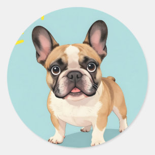 Süßer Fawn-Französische-Bulldogge-Welpe Runder Aufkleber