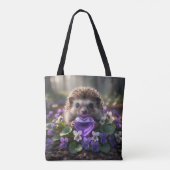 Süßer Februar-Igel mit Amethyst-Herz Tasche (Rückseite)