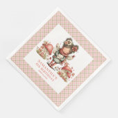 Süßer Feenpilz Rosa Blumiger Geburtstagsparty Serviette (Ecke)