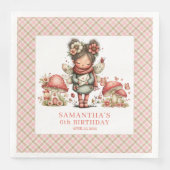Süßer Feenpilz Rosa Blumiger Geburtstagsparty Serviette (Vorderseite)