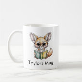 Süßer Fennek-Fuchs liest ein Buch Custom Kaffeetasse (Links)