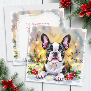Süßer festlicher Boston Terrier personalisiertes W Feiertagskarte