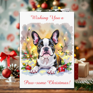 Süßer festlicher Boston Terrier personalisiertes W Feiertagskarte