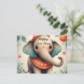Süßer Festlicher Elefant  Postkarte (Stehend Vorderseite)