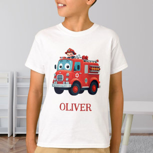 Süßer Feuerwehrwagen und Feuerwehrmann T-Shirt