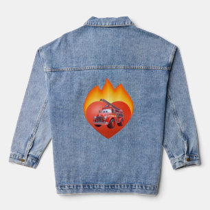 Süßer Feuerwehrwagen Valentinstag Jeansjacke