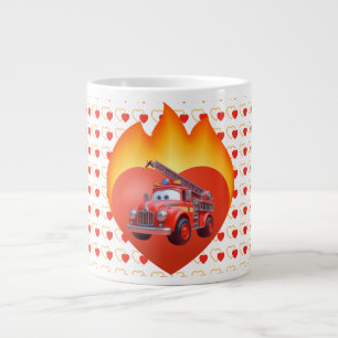 Süßer Feuerwehrwagen Valentinstag Jumbo-Tasse