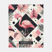 Süßer Flamingo Geometrisch Fleecedecke (Vorderseite)