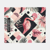 Süßer Flamingo Geometrisch Fleecedecke (Vorderseite (Horizontal))