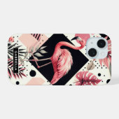 Süßer Flamingo Geometrisch iPhone 15 Hülle (Rückseite (Horizontal))