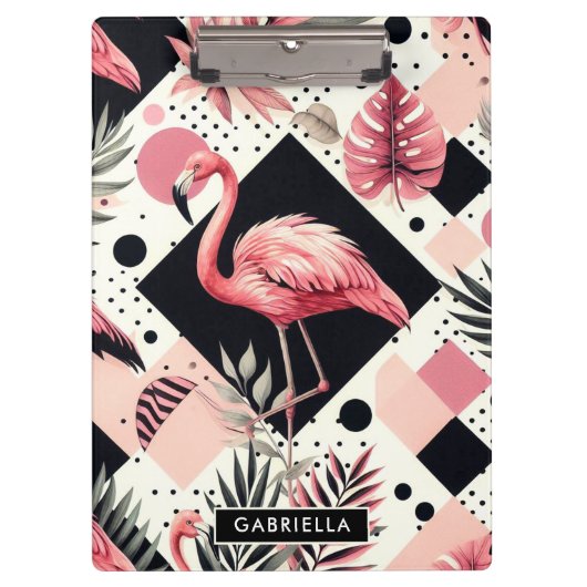 Süßer Flamingo Geometrisch Klemmbrett (Vorderseite)