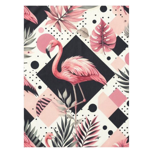 Süßer Flamingo Geometrisch Tischdecke (Vorderseite)
