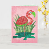 Süßer Flamingo Karte (Gelbe Blume)