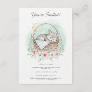 Süßer, flauschiger Babywolf Baby Shower Einladung