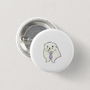 Süßer flauschiger Welpe mit Krawatte als Geschenk Button