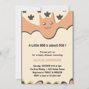 Süßer Fledermaus Orange Kleiner Boo Halloween-Baby Einladung