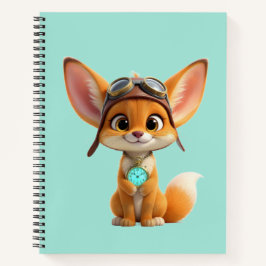 Süßer Flieger Fennec Fuchs mit Vintage-Taschenuhr Notizblock