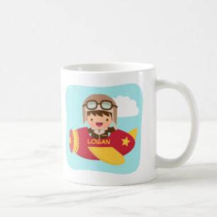 Süßer Fliegerjunge Flugzeug-Abenteuer für Kinder Kaffeetasse