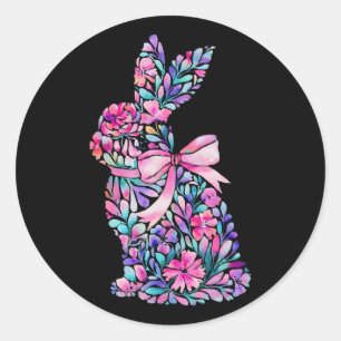 Süßer floraler Osterhase Coquette Schleife Frauen  Runder Aufkleber