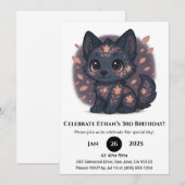 Süßer floraler Wolf Geburtstag Einladung (Vorne/Hinten)