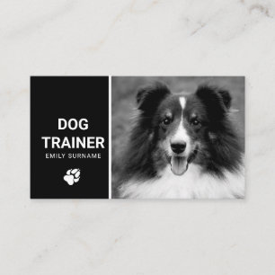 Süßer Fluffiger Hund Foto Hundetrainer Schwarz-Wei Visitenkarte