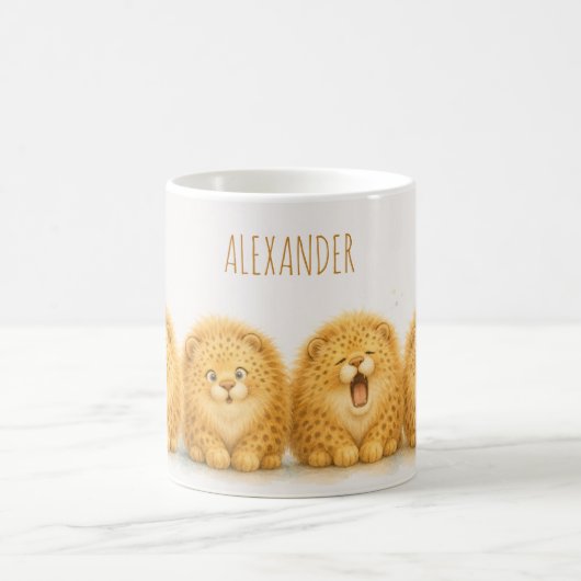 Süßer Fluffiger Leopard Wasserfarben Kinder Kaffeetasse (Mittel)
