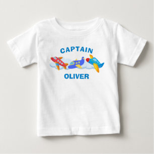 Süßer Flugzeugkapitän personalisiert Baby T-shirt