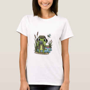 Süßer Fotografenfrosch mit Kamera, Libelle T-Shirt