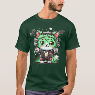 Süßer Frankenstein-Baby-Katzen-Monster-Halloween-K T-Shirt
