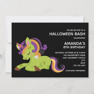 Süßer Frankenstein Einhorn Halloween Geburtstag Einladung