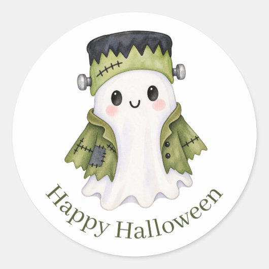 Süßer Frankenstein-Geist | Kinder Gruselig Hallowe Runder Aufkleber (Vorderseite)