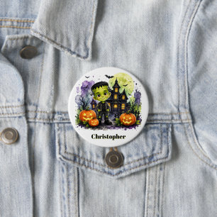 Süßer Frankenstein-Junge Halloween-Geburtstagsfeie Button