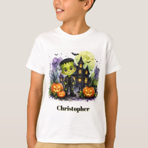 Süßer Frankenstein-Junge Halloween-Geburtstagsfeie T-Shirt