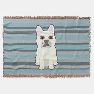 Süßer Französischer Bulldogge Blau Gestreift Decke