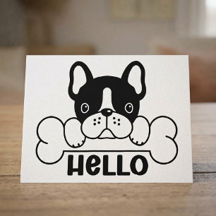 Süßer Französischer Bulldogge Hallo Frenchie Welpe Karte
