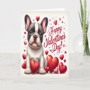 Süßer französischer Bulldogge Hund Frohen Valentin Feiertagskarte