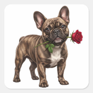Süßer französischer Bulldogge Hund Quadratischer Aufkleber