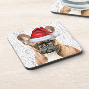 Süßer Französischer Bulldogge in einem Weihnachtsm Getränkeuntersetzer