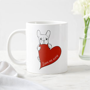 Süßer Französischer Bulldogge mit einem roten Herz Jumbo-Tasse