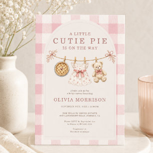 Süßer Fratz Rosa Wäscheleine Gingham Babyparty Einladung